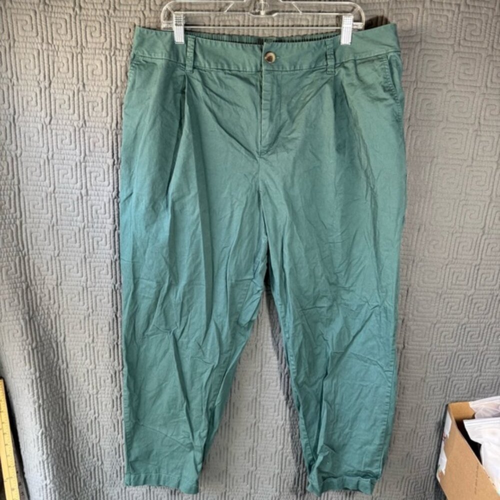 A New Day Pants Women’s XXL Green Elastic Waist Cotton Blend